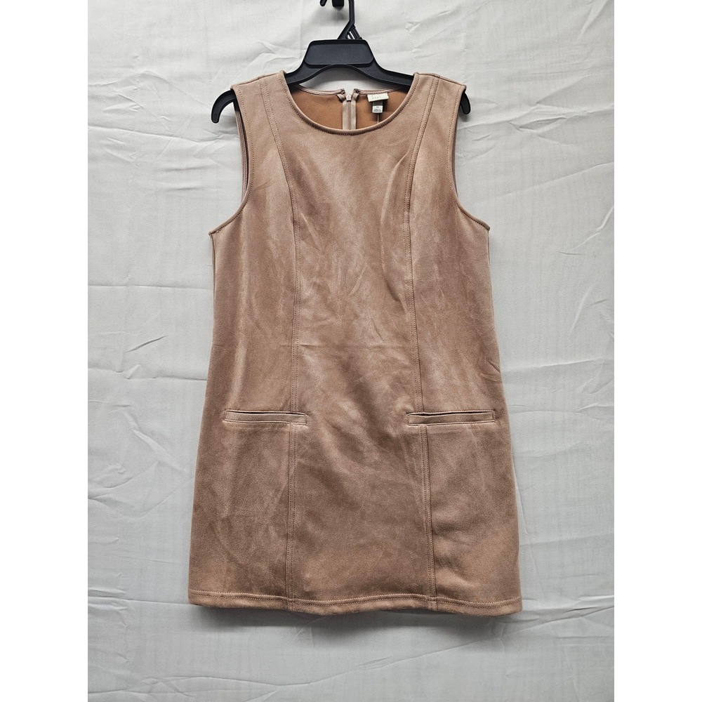 A New Day Faux Suede‎ Sleeveless Mini Dress Light Pink Tan Size 12 018090784